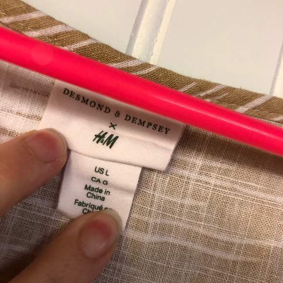 Desmond & Dempsey x H&M Tropical Print V-Neck Coverup Dress Tan Large - Picture 3 of 4